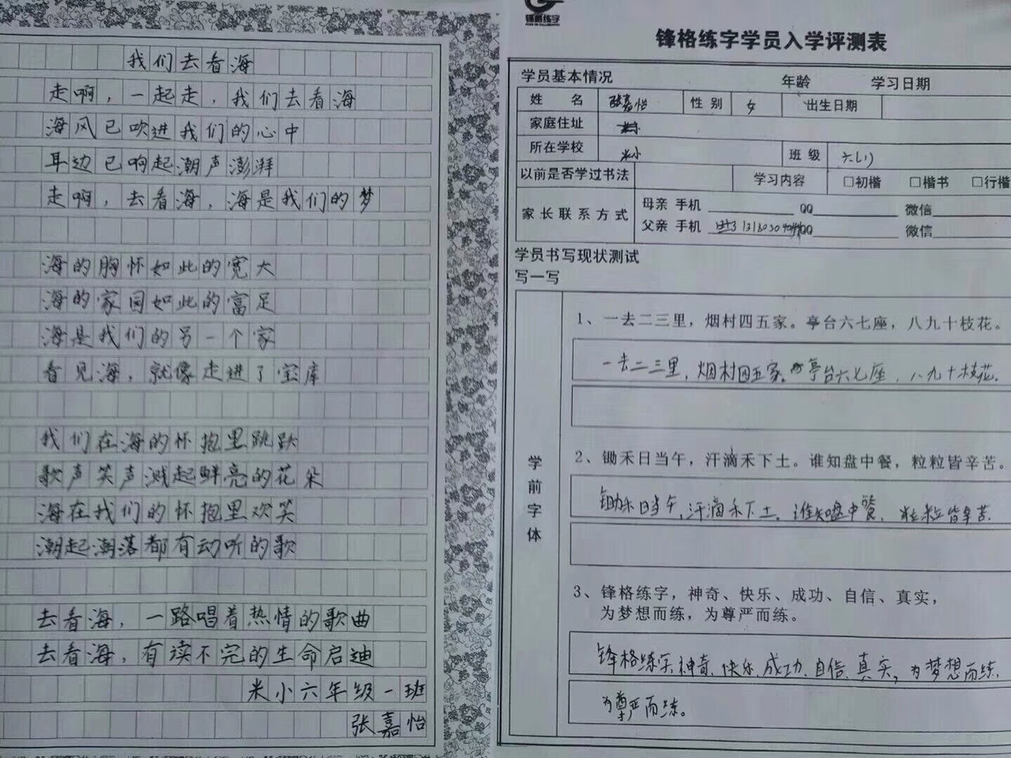 锋格学员学前学后对比图