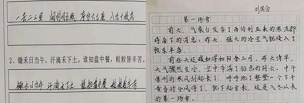 锋格练字学员学前学后效果